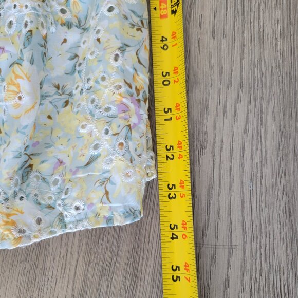 NWT ASTR the Label Tiered Eyelet Green Multifloral Summer Maxi Dress Sz Large - Picture 13 of 14